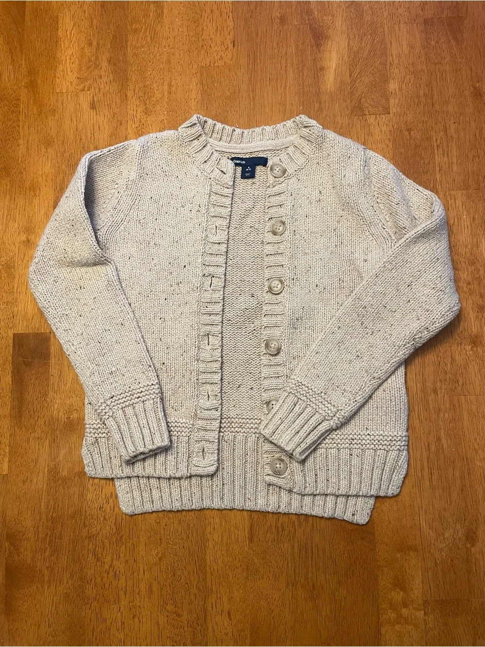 GAP Kids Heather Beige Button-Front Knit Cardigan Sweater